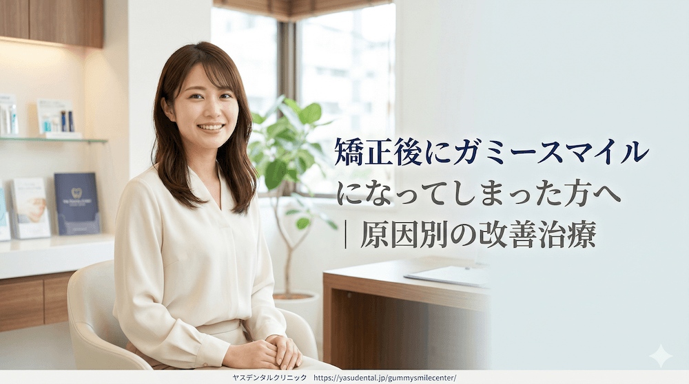 矯正後にガミースマイルになってしまった方へ｜原因別の改善治療