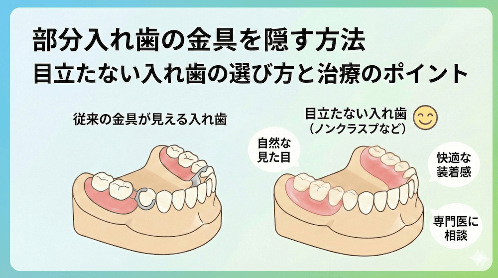 部分入れ歯の金具を隠す方法｜目立たない入れ歯の選び方と治療のポイント