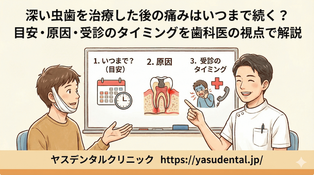 深い虫歯を治療した後の痛みはいつまで続く？目安・原因・受診のタイミングを歯科医の視点で解説