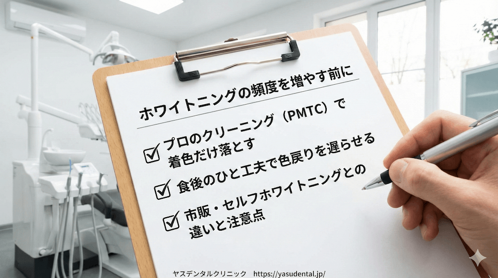 ホワイトニングの頻度を増やす前にできること:白さを守る代替策