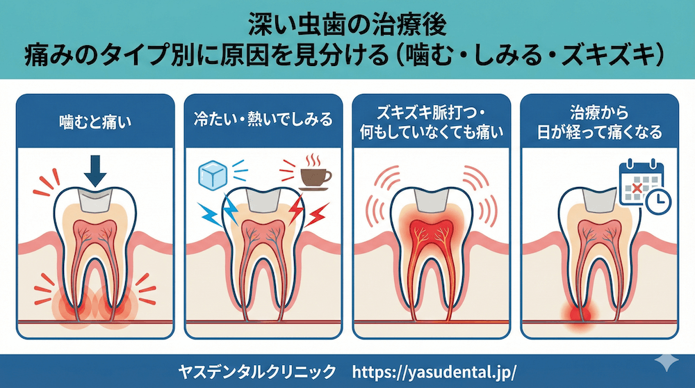 痛みのタイプ別に原因を見分ける(噛む・しみる・ズキズキ)