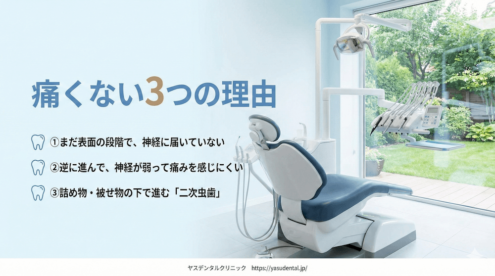 痛くない理由は大きく3つに分かれます